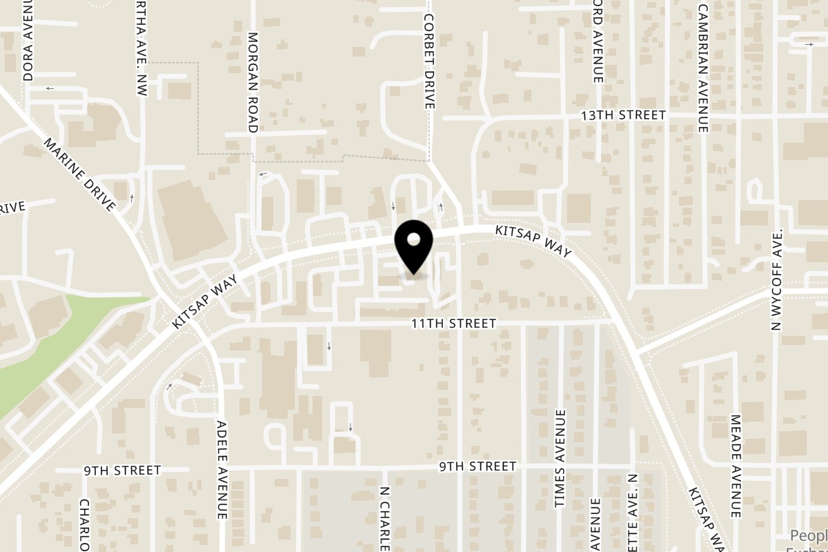 Map showing the location of Authentic Taste of India on 3329 Kitsap Way in Bremerton